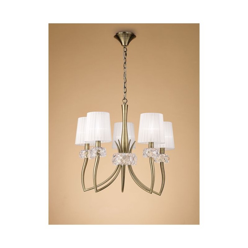 Suspension LOEWE Laiton antique  E14 5x13W 66cm MANTRA 4731