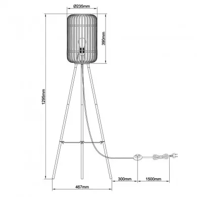 Lampadaire WOODROW 1x60W E27 Bois foncé-noir BRI_94977_76 94977_76 Lampadaire WOODROW 1x60W E27 Bois foncé-noir BRILLIANT 94977_76