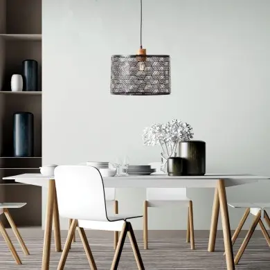 Suspension SANTY 1x52W E27 Noir-naturel D390 BRI_99416_76 99416_76 Suspension SANTY 1x52W E27 Noir-naturel D390 BRILLIANT 99416_76