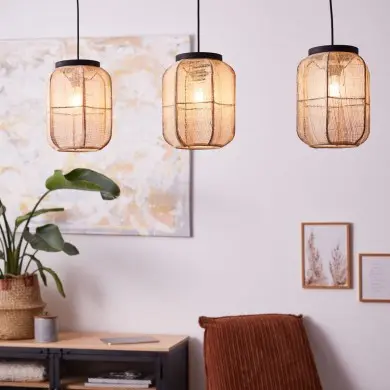 Suspension TANAH 3x52W E27 Noir-naturel BRILLIANT 99565_76
