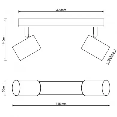 Plafonnier NIELS 2x10W GU10 Noir mat-naturel BRILLIANT 99763_76