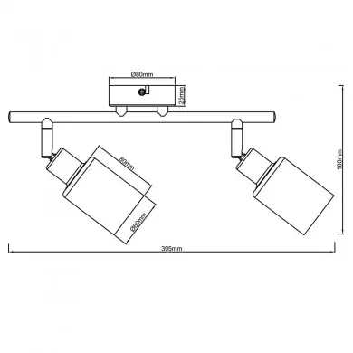 Plafonnier LORALIE 2x40W E14 Noir-verre fumé BRILLIANT 99848_93