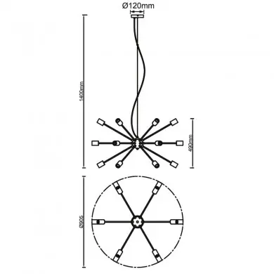 Suspension DREE 18x40W E27 Noir dépoli-laiton BRILLIANT 99909_78