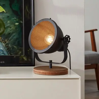 RL LIVE YOUR LIGHT Reality Leuchten R50161032 Frank A to E Lampe de Table Métal E14 Noir Mat/Or 10 x 10 x 24 cm