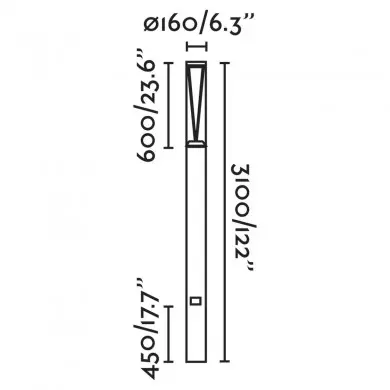 Lampadaire Extérieur RUSH 38W COB LED Gris Foncé 4000K 360° large 3980 LM FARO 750221
