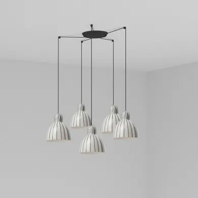 Suspension VENICE 5x15W E27 MAX Noir Noir et Blanc Brillant FARO 64255-127-5L