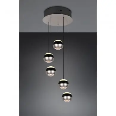 Suspension ORBIT 5x8W LED Nickel mat Escalier TRIO LIGHTING 344430507