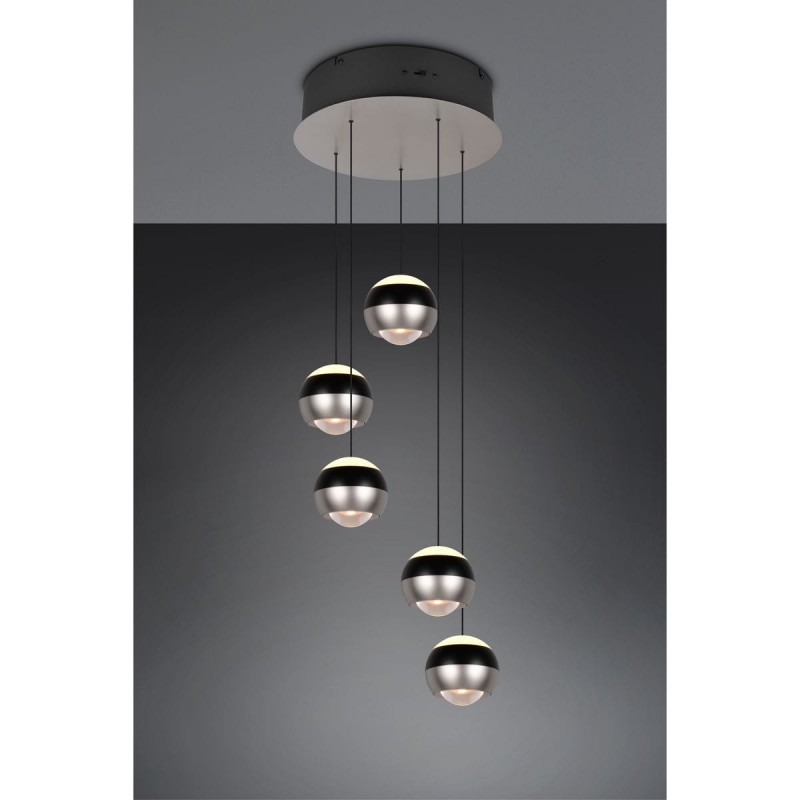 Suspension ORBIT 5x8W LED Nickel mat Escalier TRIO LIGHTING 344430507