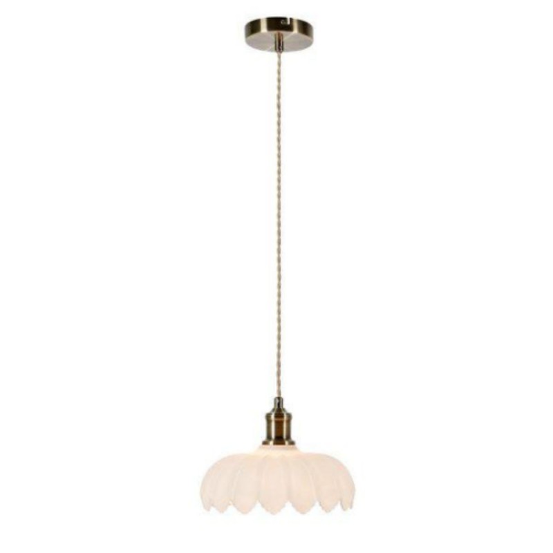 Suspension KURAGE 1x40W E27 Laiton antique, Blanc  108857