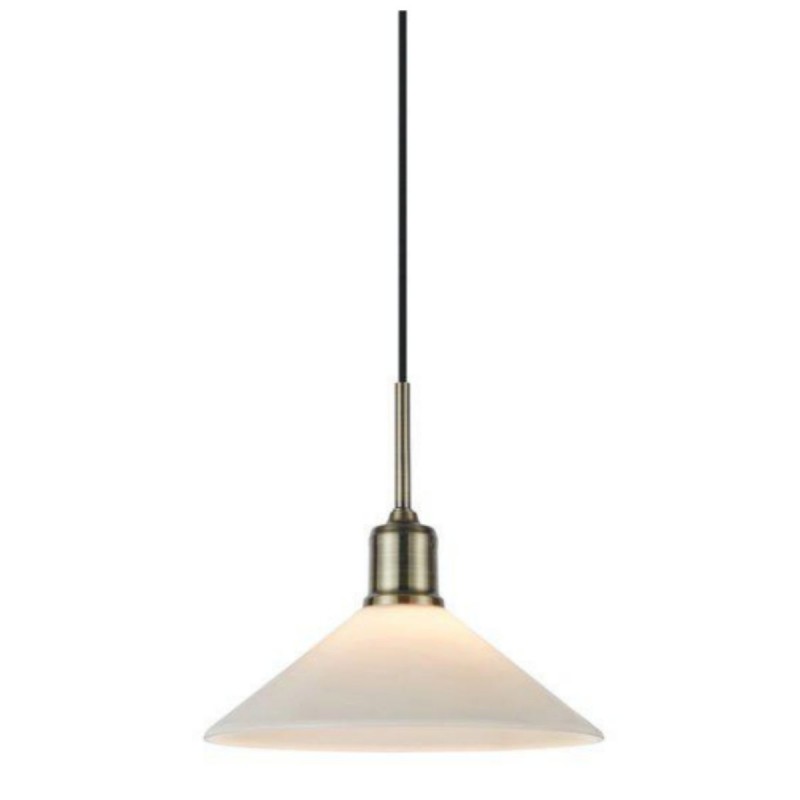 Suspension VELA 1x40W E27 Laiton antique, Blanc  108867