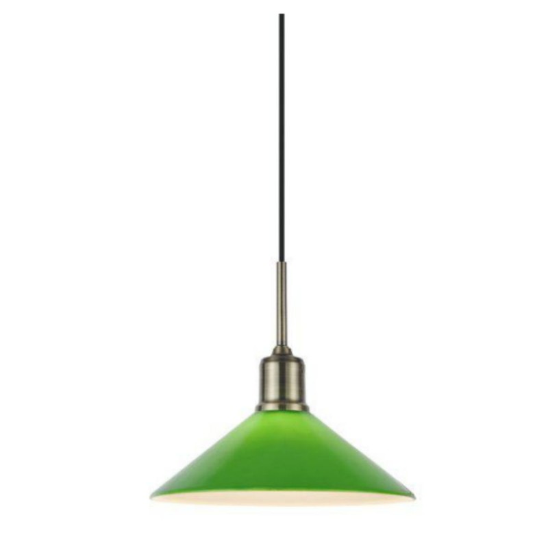 Suspension VELA 1x40W E27 Laiton antique, Vert  108868