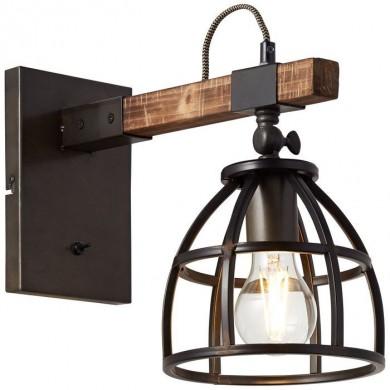 Applique Murale Industrielle Bois Matrix 1x60W E27 BRI_99137_46 99137/46 Applique Murale Industrielle Bois Matrix 1x60W E27 BRILLIANT 99137/46