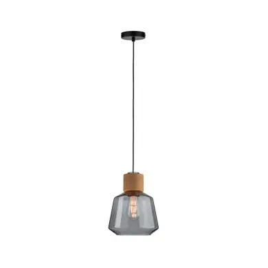 Suspension Neordic Elia 20W MAX E27 Verre fumé, Liège, Noir Paulmann 79739