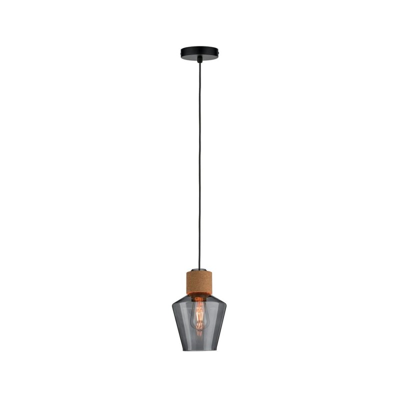 Suspension Neordic Edla 20W MAX E27 Verre fumé, Liège, Noir Paulmann 79740