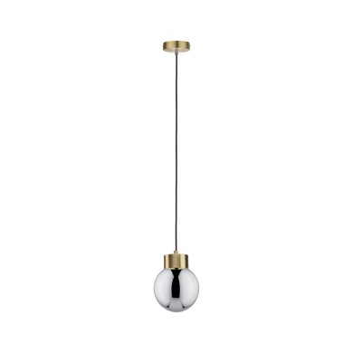 Suspension Neordic Linja 20W MAX E27 Verre fumé, Laiton brossé Paulmann 79743