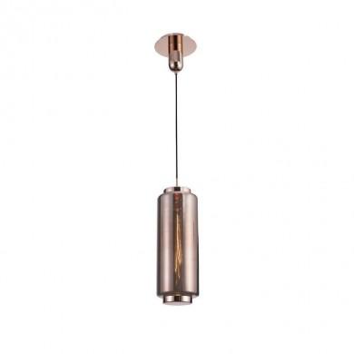 Suspension JARRAS Or E27 1x40W Verre rose 220cm MANTRA 6196