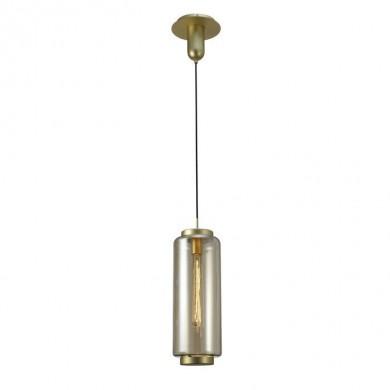 Suspension JARRAS Or E27 1x40W Verre marron 220cm MANTRA 6198