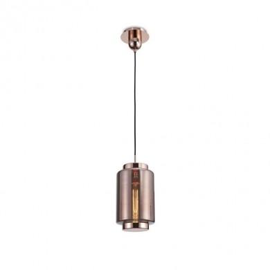 Suspension JARRAS Or E27 1x40W Verre rose 195cm MANTRA 6199