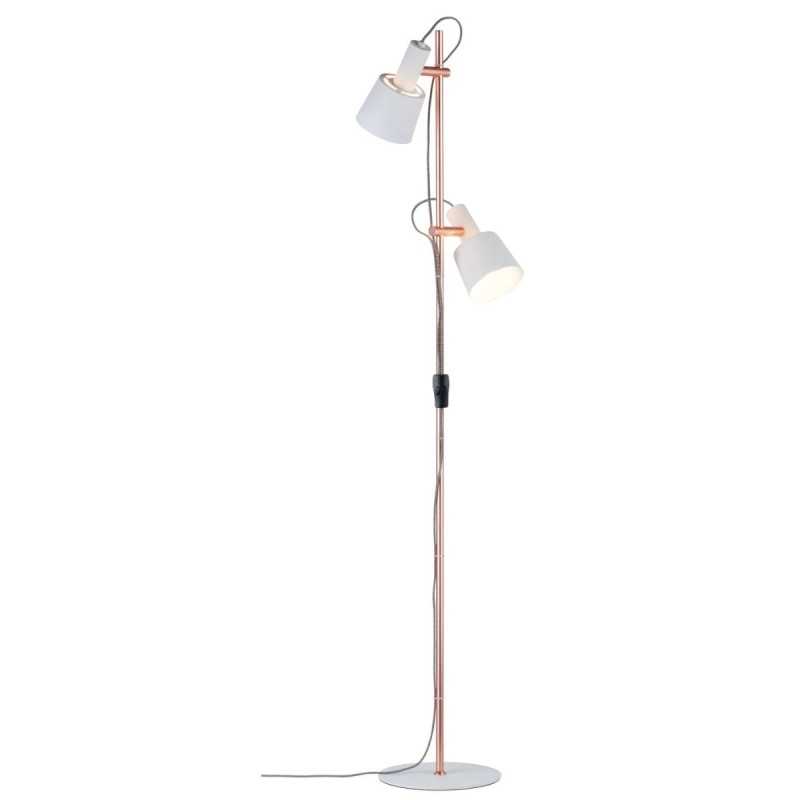 Lampadaire Neordic Haldar 2x20W MAX E14 Blanc, Cuivre Dépoli PAU_79660 79660 Lampadaire Neordic Haldar 2x20W MAX E14 Blanc, Cuivre Dépoli Paulmann 79660
