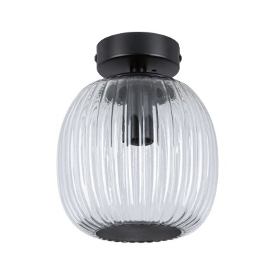 Plafonnier Salle de Bain Ruya 20W MAX E14 Verre, Noir mat Paulmann 71145
