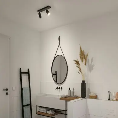 Plafonnier Salle de Bain Zyli 2x10W MAX GU10 Noir mat Paulmann 66775