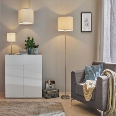Lampadaire Tessa 60W MAX E27 Crème, Acier brossé Paulmann 70922