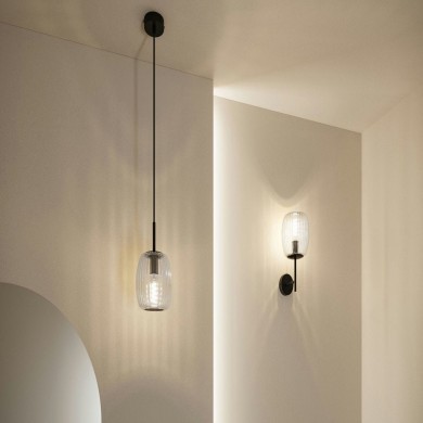 Suspension Salle de Bain Ruya 20W MAX E14 Verre, Noir mat Paulmann 71147