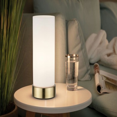 Lampe Pinja 20W MAX E14 Blanc, Laiton brossé PAU_77055 77055 Lampe Pinja 20W MAX E14 Blanc, Laiton brossé Paulmann 77055