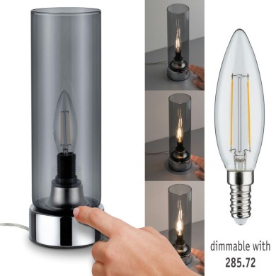 Lampe Pinja 20W MAX E14 Chrome, Verre fumé Paulmann 77056