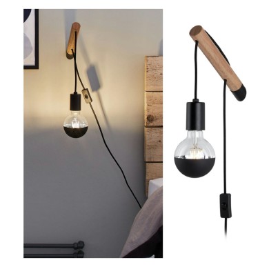 Applique Kian 40W MAX E27 Bois, Noir Paulmann 78914