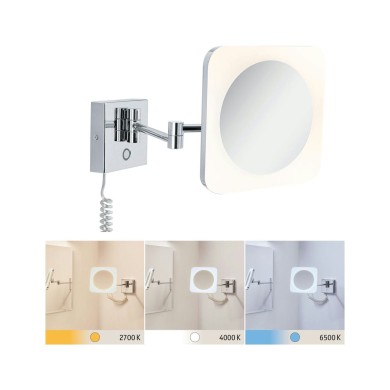 Miroir Salle de Bain Jora 3,3W Chrome, Blanc, Miroir Paulmann 78933