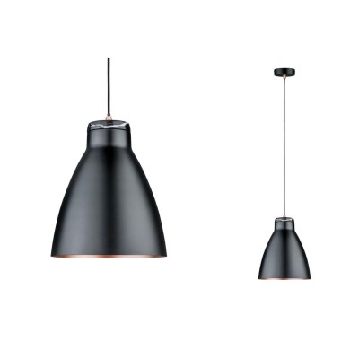 Suspension Neordic Roald 20W MAX E27 Noir mat, Cuivre Dépoli Paulmann 79609
