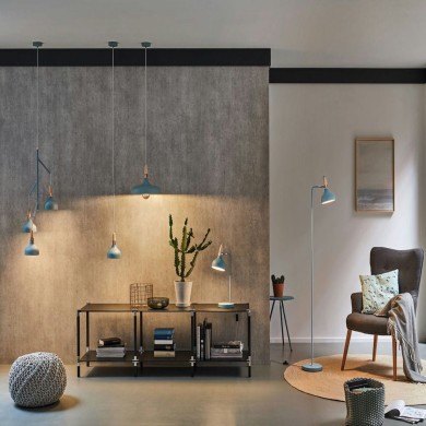 Lampadaire Neordic Juna 20W MAX E14 Vert satiné, Cuivre, Bois Paulmann 79654