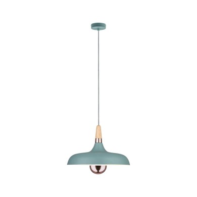 Suspension Neordic Juna 20W MAX E27 Vert satiné, Cuivre, Bois Paulmann 79655