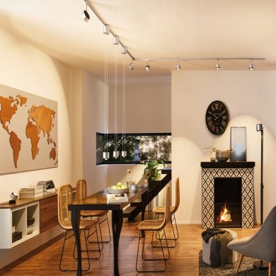 Lampadaire Aldan 8,5 & 7W Noir, Alu brossé Paulmann 79717