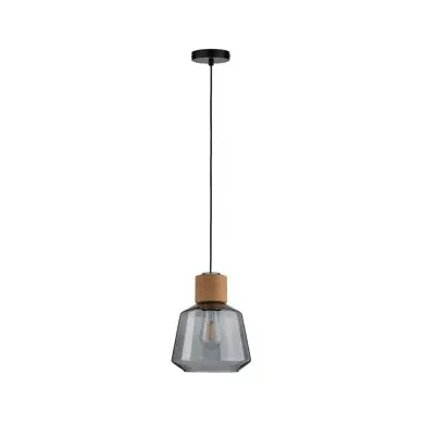 Suspension Neordic Elia 20W MAX E27 Verre fumé, Liège, Noir PAU_79739 79739 Suspension Neordic Elia 20W MAX E27 Verre fumé, Liège, Noir Paulmann 79739