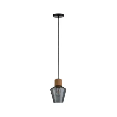 Suspension Neordic Edla 20W MAX E27 Verre fumé, Liège, Noir PAU_79740 79740 Suspension Neordic Edla 20W MAX E27 Verre fumé, Liège, Noir Paulmann 79740