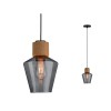 Suspension Neordic Edla 20W MAX E27 Verre fumé, Liège, Noir Paulmann 79740