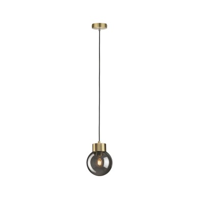 Suspension Neordic Linja 20W MAX E27 Verre fumé, Laiton brossé Paulmann 79743