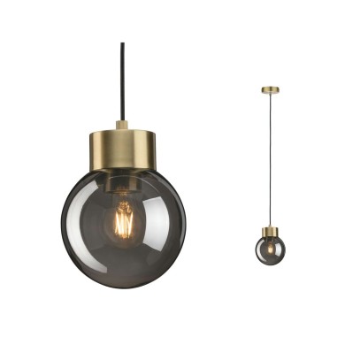 Suspension Neordic Linja 20W MAX E27 Verre fumé, Laiton brossé Paulmann 79743