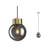 Suspension Neordic Linja 20W MAX E27 Verre fumé, Laiton brossé Paulmann 79743