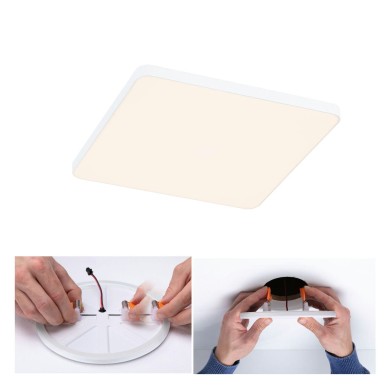 Plafonnier Salle de Bain Veluna Edge 12W Blanc Carré 3000K, intensité variable Paulmann 79948