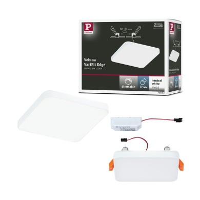 Plafonnier Salle de Bain Veluna Edge 6W Blanc Carré 4000K, intensité variable Paulmann 79953