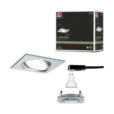 Spot Nova 6,5W GU10 Alu tourné Carré 2700K Paulmann 93437