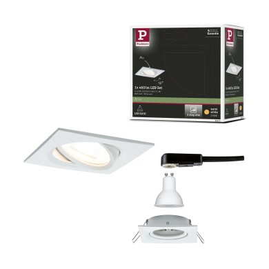 Spot Nova 6,5W GU10 Blanc dépoli Carré 2700K dimmable Paulmann 93471
