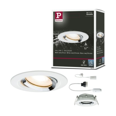 Spot Nova Plus 35W MAX GU5,3 / GU10 Blanc dépoli, Chrome D9,3 Paulmann 93663