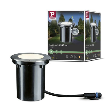 Spot Extérieur Plug 6W Argent Rond 3000K orientable Paulmann 93908