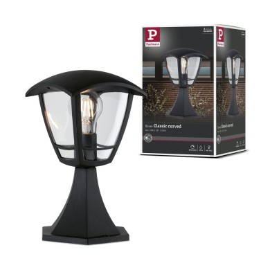 Borne Potelet Extérieur Non Curved 12W MAX E27 Clair, Noir Paulmann 94393