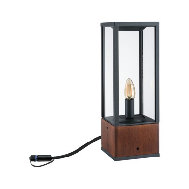 Borne Potelet Extérieur Plug 2W E14 Bois Paulmann 94673