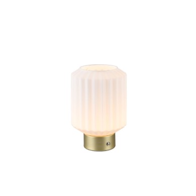 Lampe de table LORD 1x2W LED Laiton mat verre blanc  R57761101
